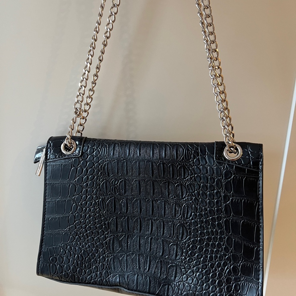 Maniere De Voir Black Croc-Embossed Shoulder Bag Elegant Women - Picture 5 of 6